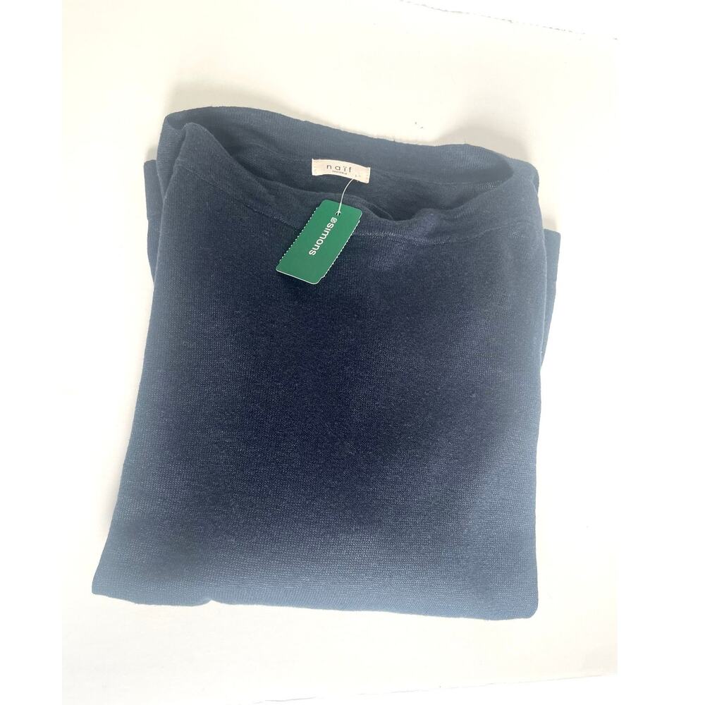 Naïf Linen Boat Neck Sweater Womens Large Blue Long Sleeve Relaxed Fit - Picture 12 of 12